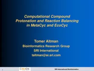 Computational Compound Protonation and Reaction Balancing in MetaCyc and EcoCyc