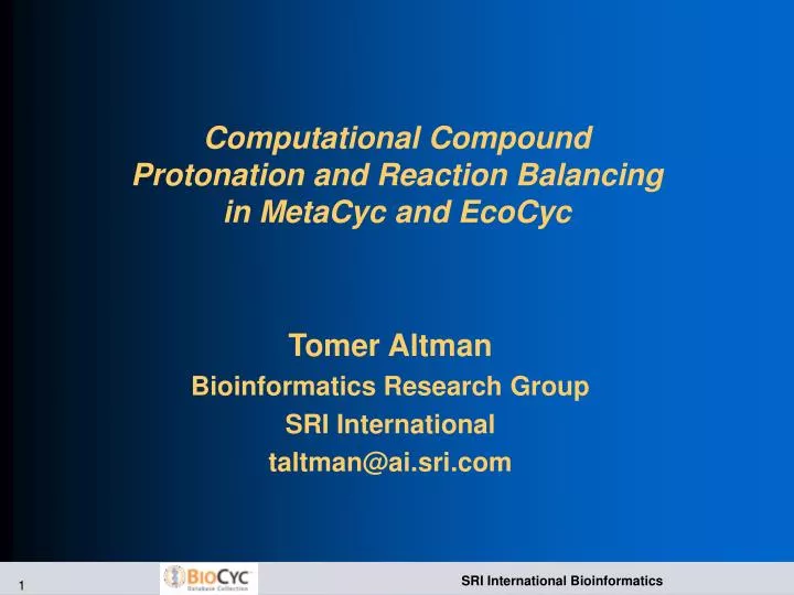 computational compound protonation and reaction balancing in metacyc and ecocyc