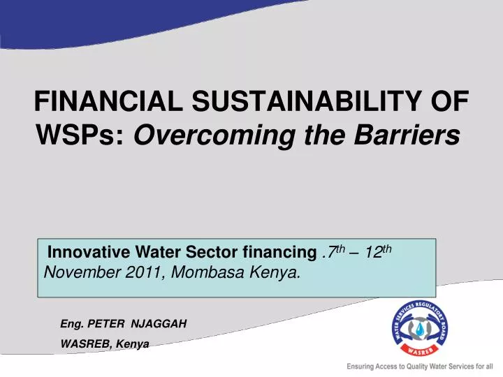 financial sustainability of wsps overcoming the barriers
