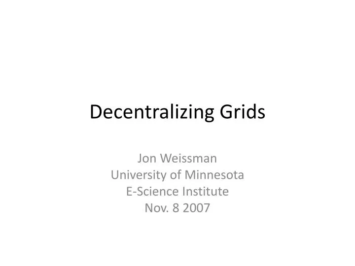 decentralizing grids