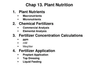 Chap 13. Plant Nutrition