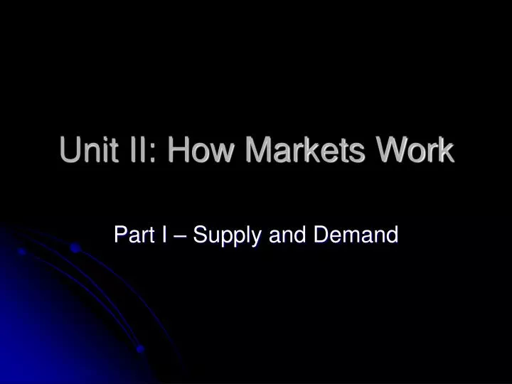 unit ii how markets work
