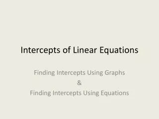 intercepts of linear equations