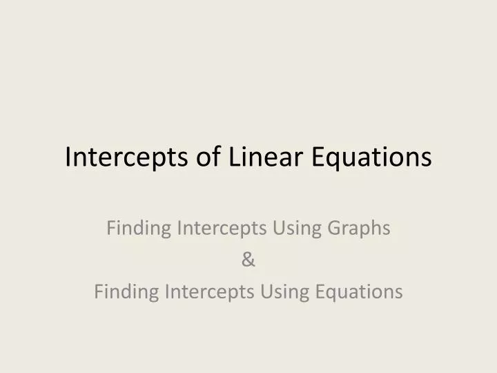intercepts of linear equations