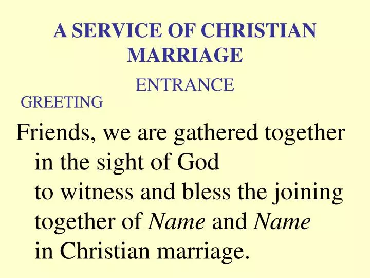 a service of christian marriage greeting