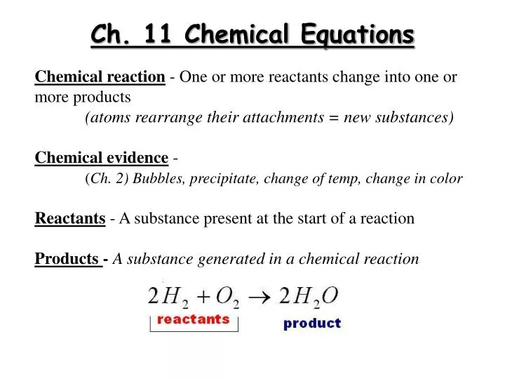 ch 11 chemical equations