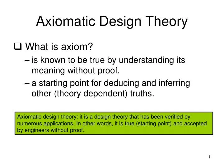 axiomatic design theory