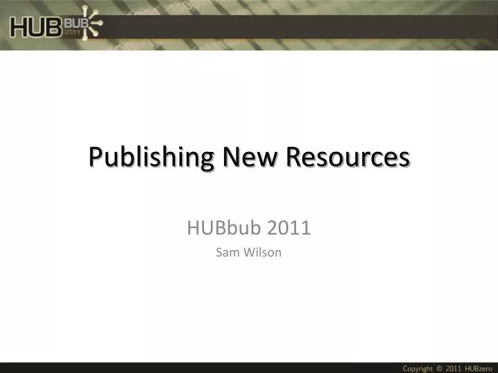 publishing new resources