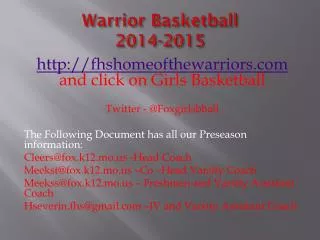 Warrior Basketball 2014-2015