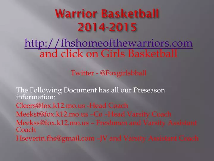 warrior basketball 2014 2015