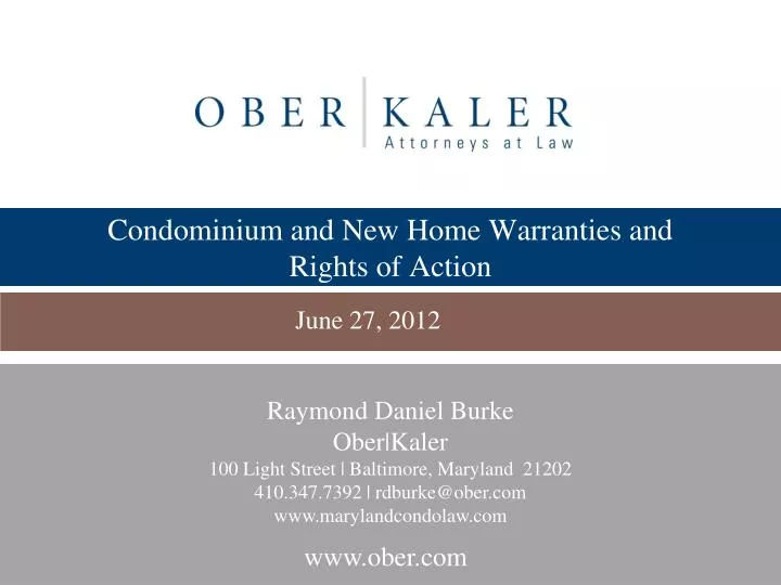 condominium and new home warranties and rights of action