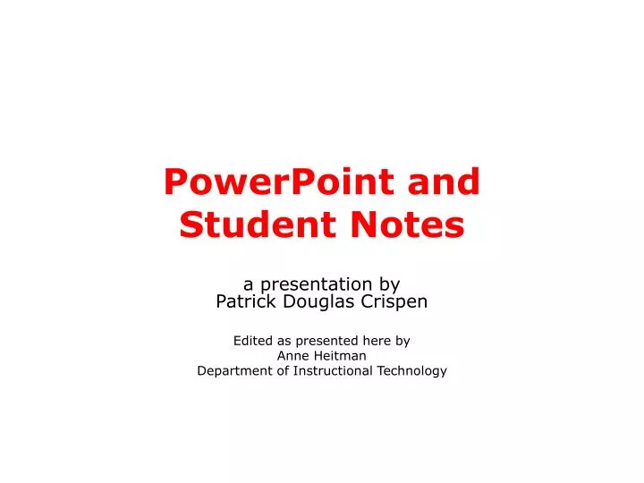 powerpoint and student notes
