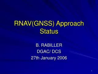 RNAV(GNSS) Approach Status