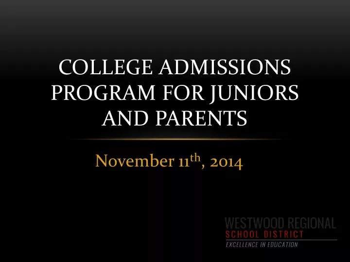 college admissions program for juniors and parents