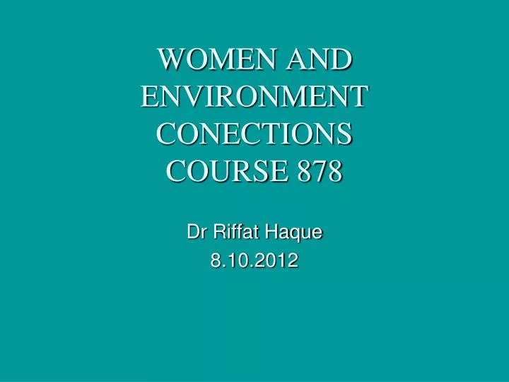 women and environment conections course 878