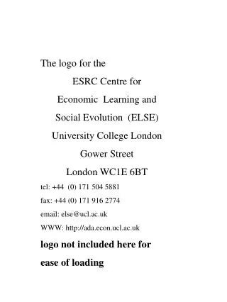 The logo for the ESRC Centre for Economic Learning and Social Evolution (ELSE)