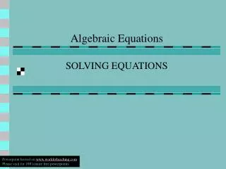 Algebraic Equations