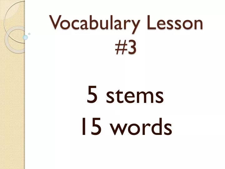 vocabulary lesson 3