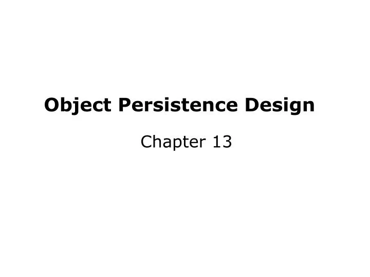object persistence design