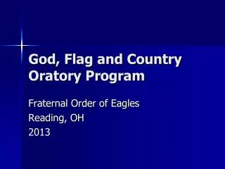 God, Flag and Country Oratory Program