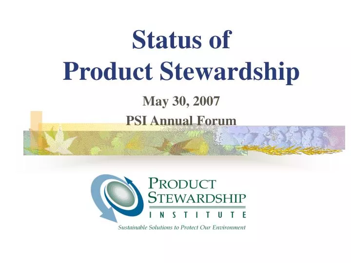 status of product stewardship
