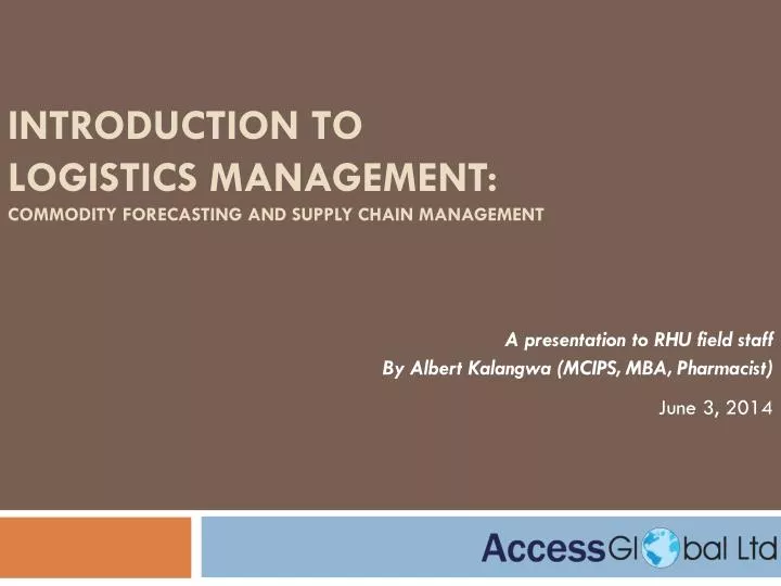 introduction to logistics management commodity forecasting and supply chain management
