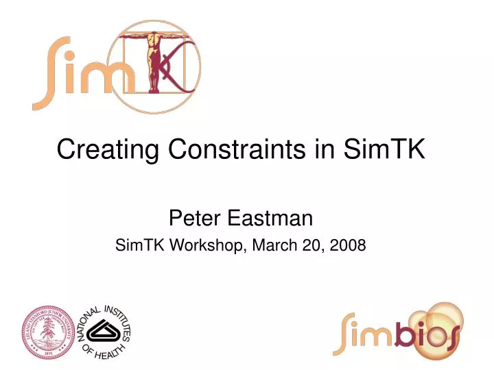 creating constraints in simtk peter eastman simtk workshop march 20 2008