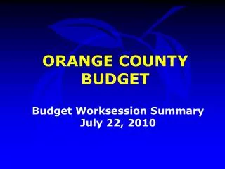 Budget Worksession Summary July 22, 2010
