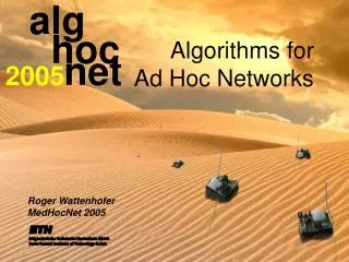 Algorithms for Ad Hoc Networks