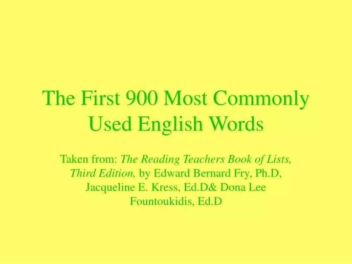 the first 900 most commonly used english words