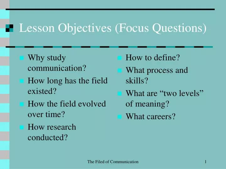 lesson objectives focus questions