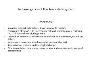 The Emergence of the Arab state system