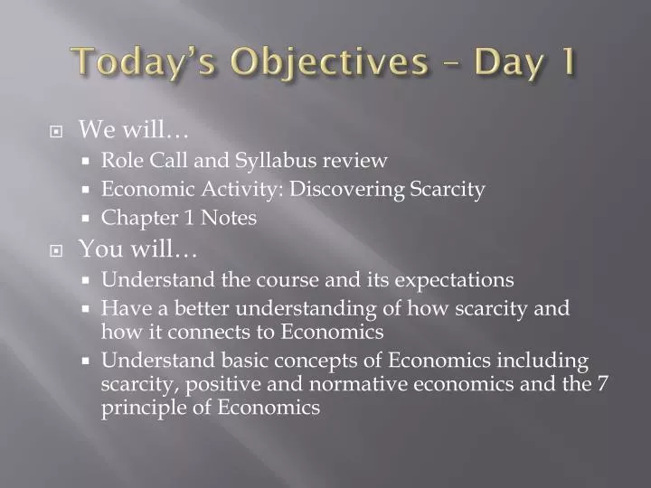 today s objectives day 1