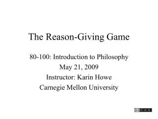 the reason giving game