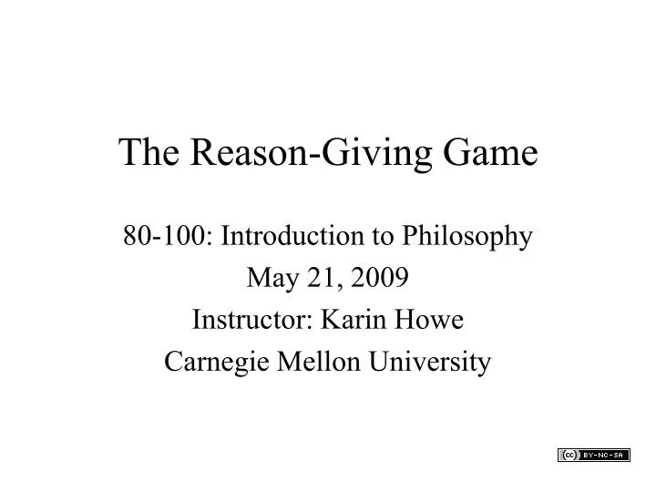 the reason giving game