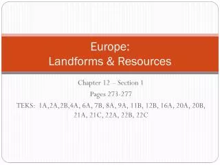 Europe: Landforms &amp; Resources