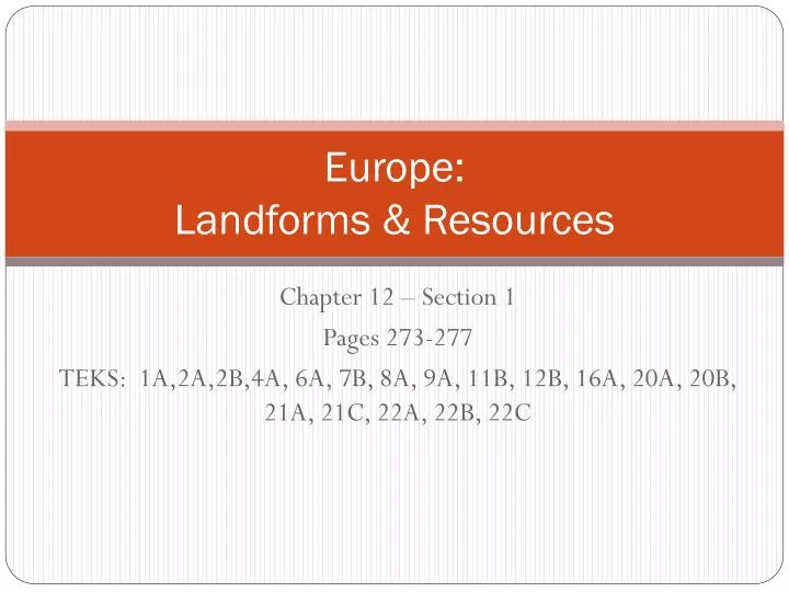 europe landforms resources