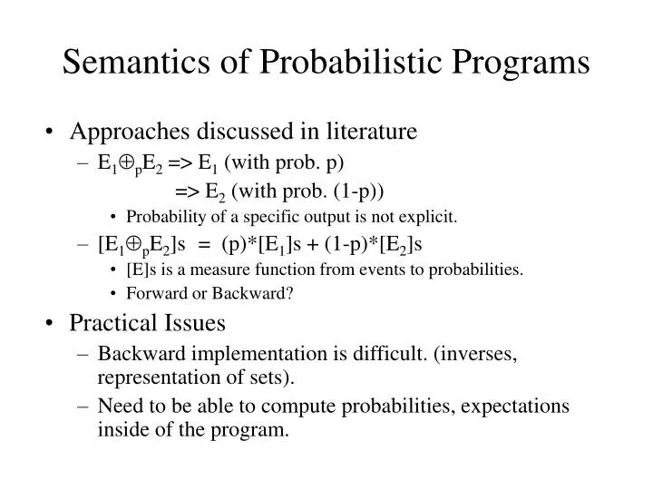 semantics of probabilistic programs