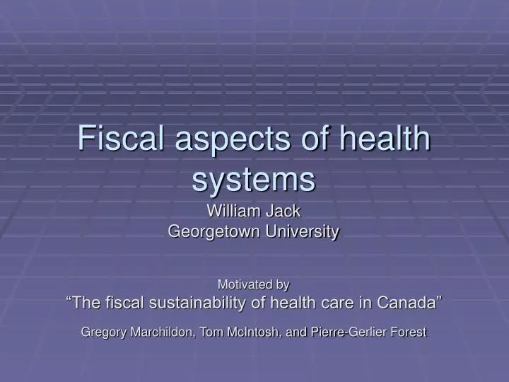 fiscal aspects of health systems
