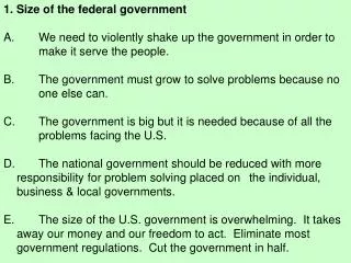 1. Size of the federal government