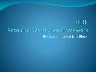 RDF Resource Description Framework