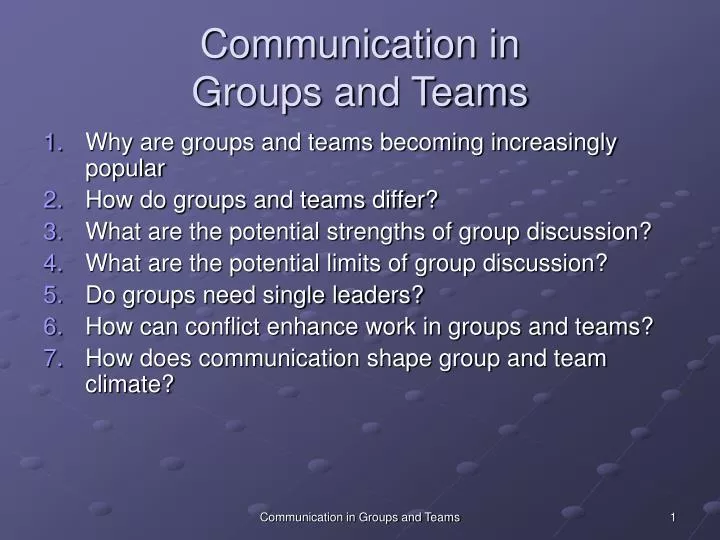 communication in groups and teams