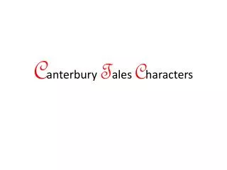 c anterbury t ales c haracters