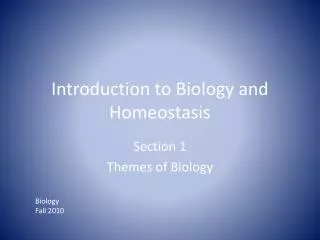 Introduction to Biology and Homeostasis