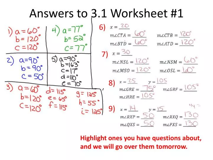 answers to 3 1 worksheet 1