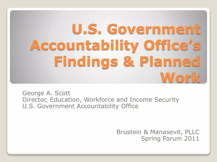 u s government accountability office s findings planned work