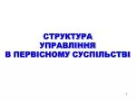 СТРУКТУРА УПРАВЛІННЯ В ПЕРВІСНОМУ СУСПІЛЬСТВІ - slide 1