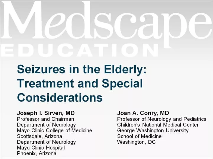 seizures in the elderly treatment and special considerations