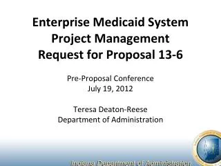 Enterprise Medicaid System Project Management Request for Proposal 13-6