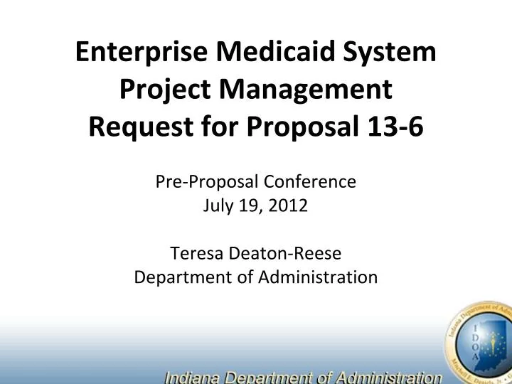 enterprise medicaid system project management request for proposal 13 6